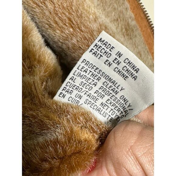 Dona Michi Genuine Suede Leather Bonded Faux Fur Zip Up Jacket Size Small - Picture 5 of 10